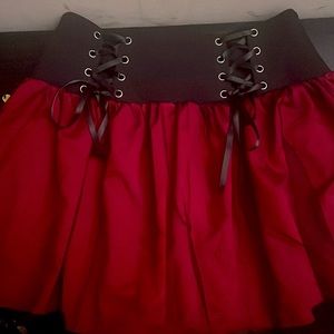 red and black lace skirt